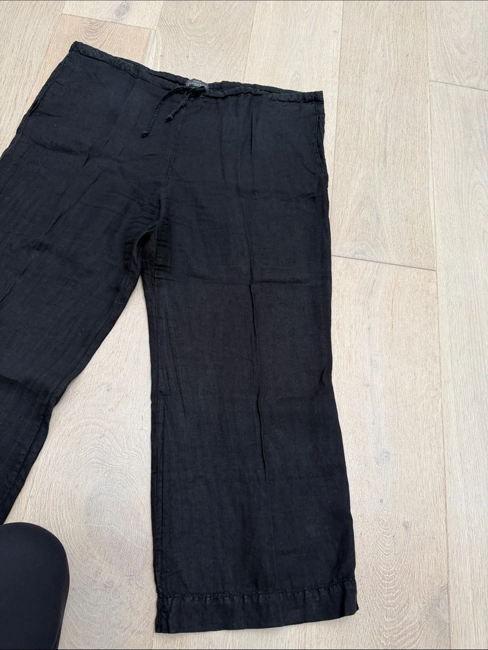 Black Drawstring Linen Pants